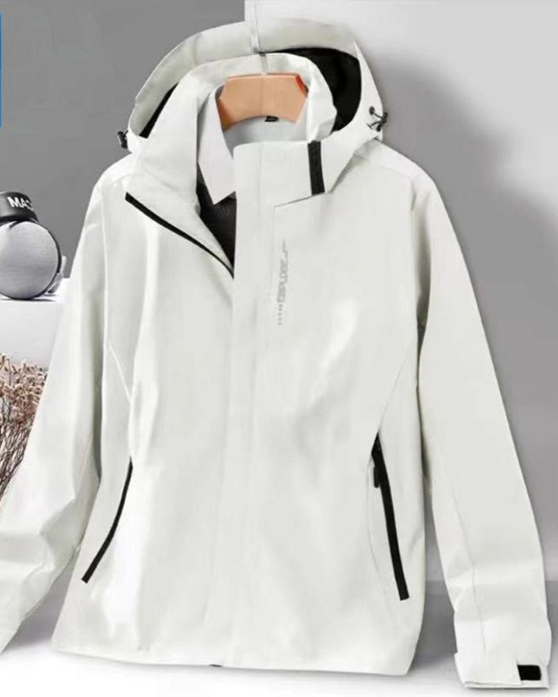 Waterproof Hooded Jacket with Zipper for Women - Marcia