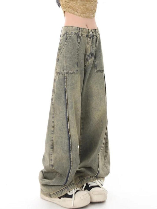 Punk Distressed Faded Effect Splice Boyfriend Jeans