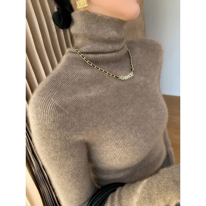 Ribbed Knit Turtleneck Long Sleeve Sweater for Women - Euridice