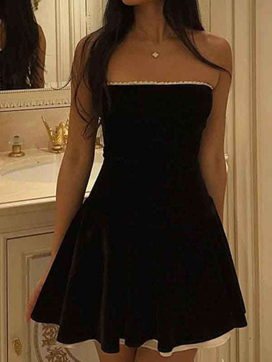 Black Vintage Straps Corset Off Shoulder Mini Dress