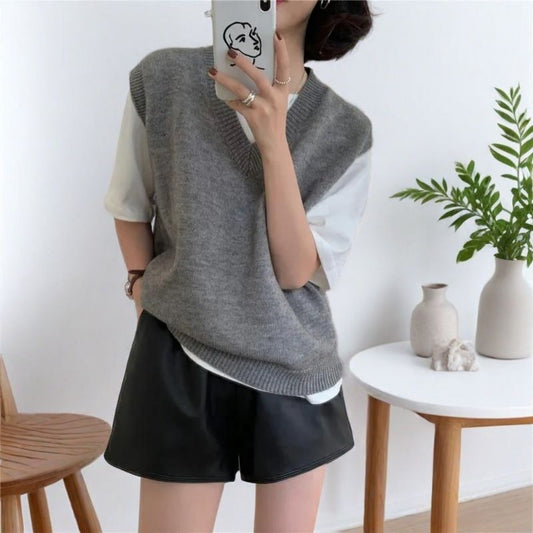 Knit V-Neck Sweater Vest for Women - Rachele