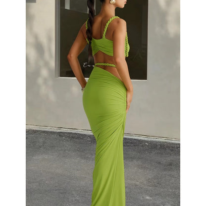 Multicolor Two Piece Crop Top and Maxi Skirt for Women - Allegra