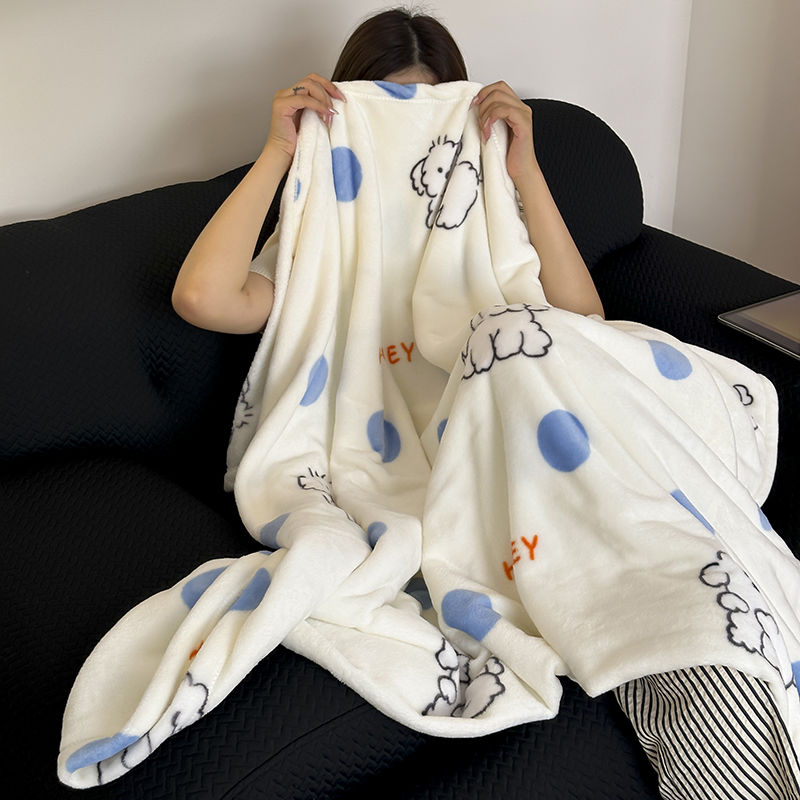 White Fleece Blanket with Dog Print for Women - Dolores