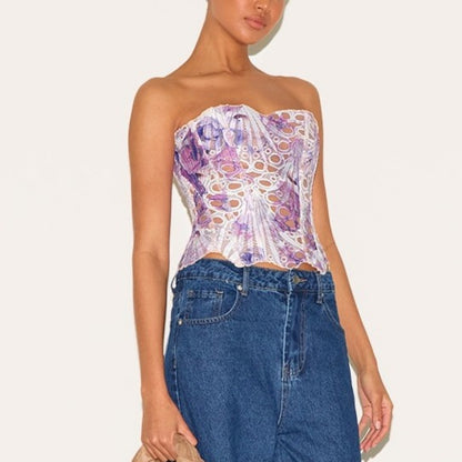 Floral Lace Strapless Corset Top for Women - Carla