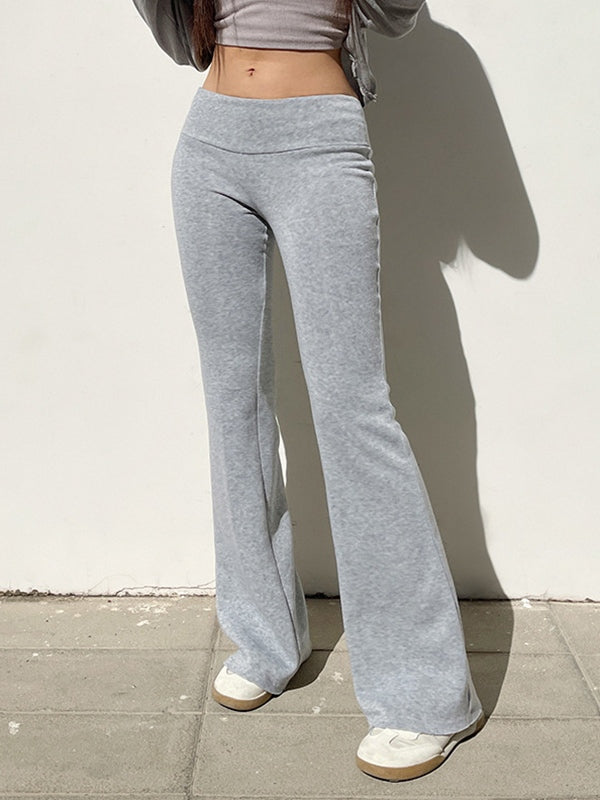 Grey Vintage Low Rise Flare Leg Pants