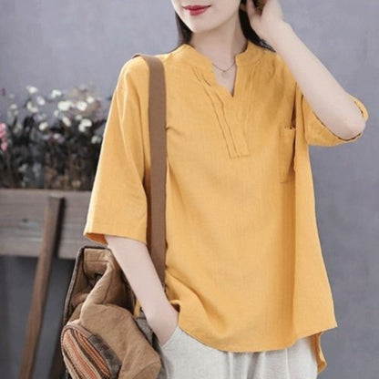 Half Sleeve Linen Blouse for Women - Lelia