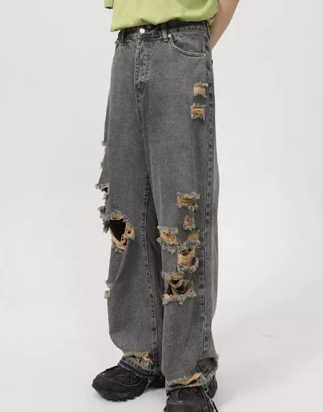 Dirty Punk High Damage Baggy Boyfriend Jeans