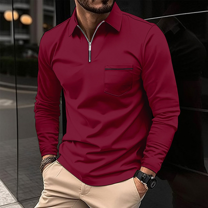 Men's Long Sleeve Polo Shirt | Zipper