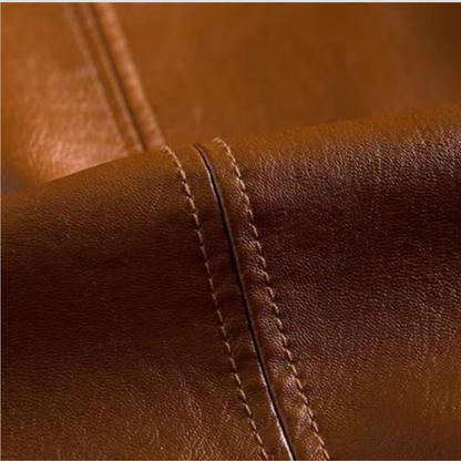 Men's Lapel Leather Jacket | Business