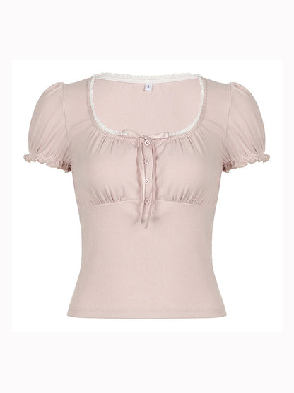 Pink Vintage Casual Short Sleeve Tee