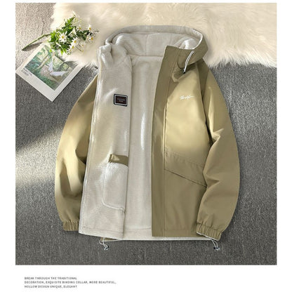 Reversible Fleece Lined Hooded Jacket for Men - Annetta