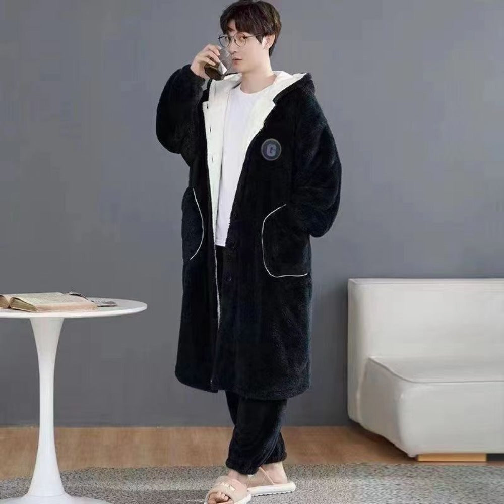 Fleece Hooded Loungewear Set with Pockets for Men - Diletta