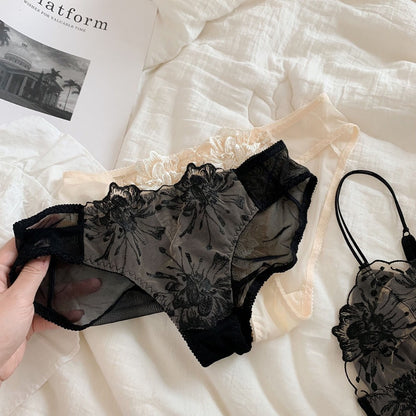 Floral Lace Bra and Panty Set for Women - Clelia