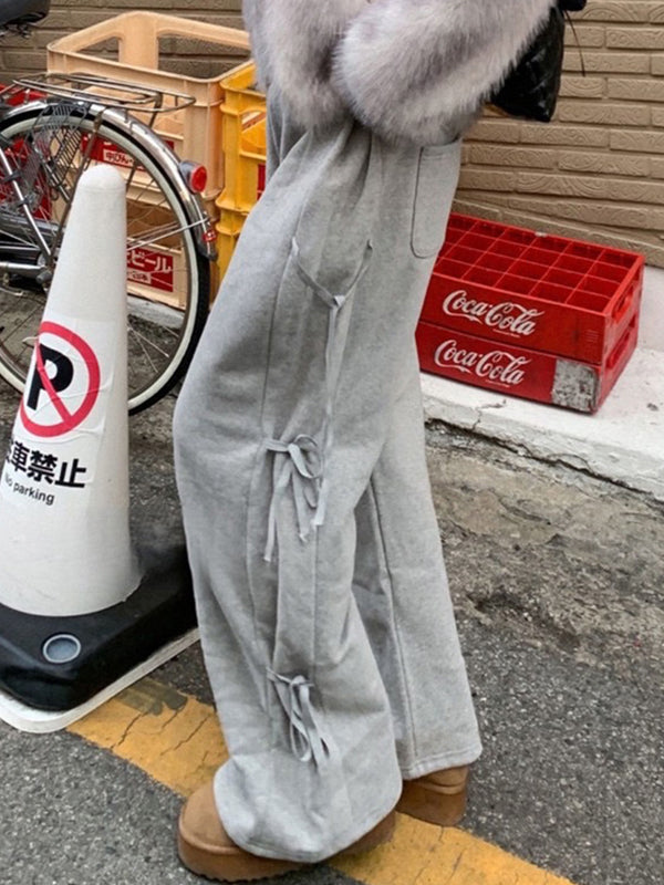 Grey Vintage Street Side Bow Tie Sweatpants