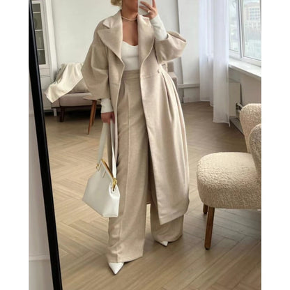 Double Breasted Coat with Puff Sleeves for Women - Letizia