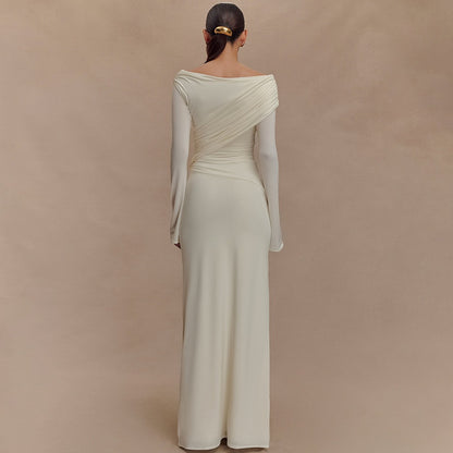 Long Sleeve Maxi Dress with Ruched Detail for Women - Immacolata