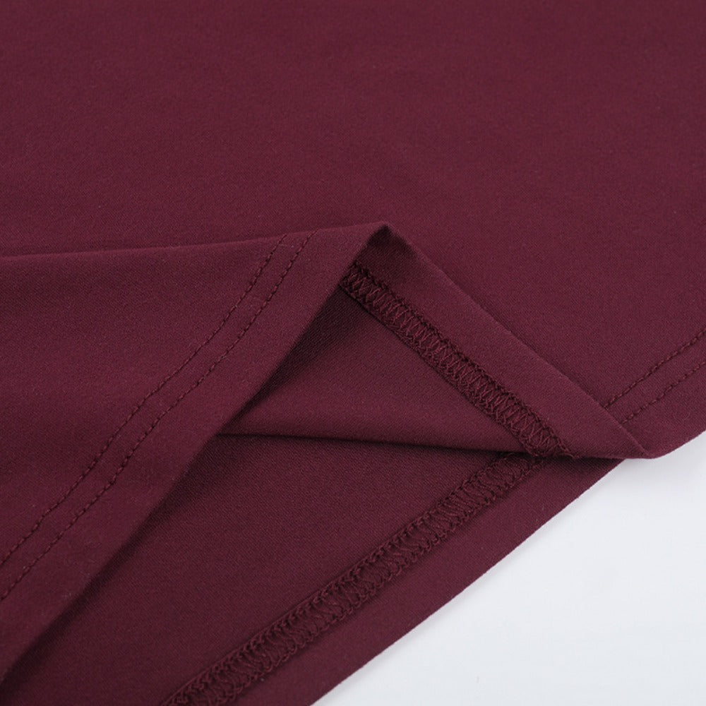 Burgundy Maxi Dress with Draped Neckline for Women - Rosella