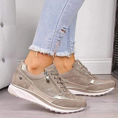 Women's Fashion Platform Sneakers | Lace-up and Zipper