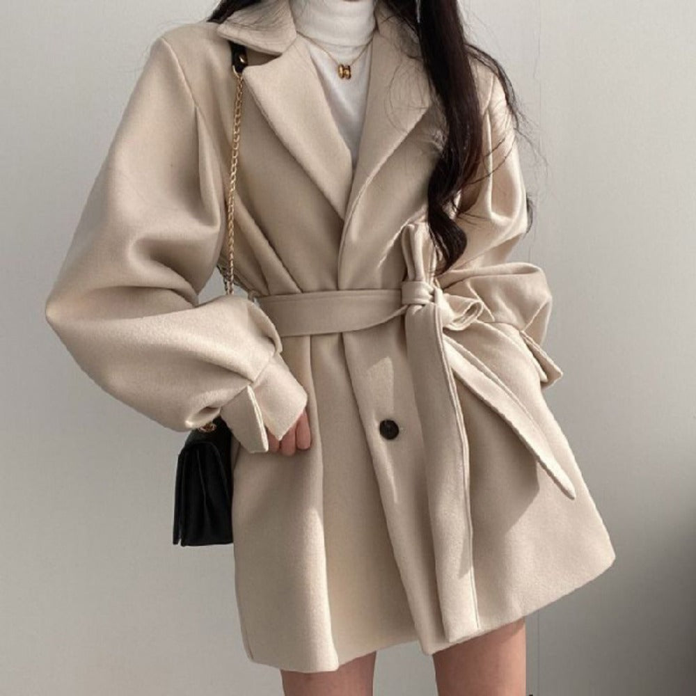 Belted Coat with Long Sleeves for Women - Marilena