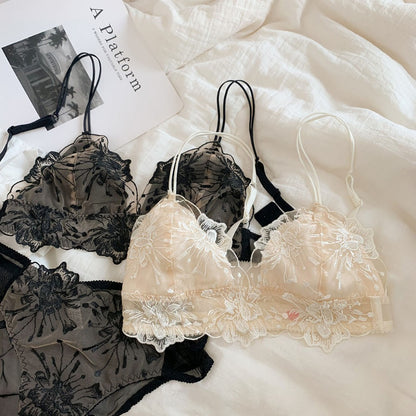 Floral Lace Bra and Panty Set for Women - Clelia