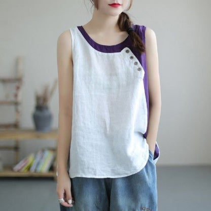 Sleeveless Button Detail Tank Top for Women - Lea