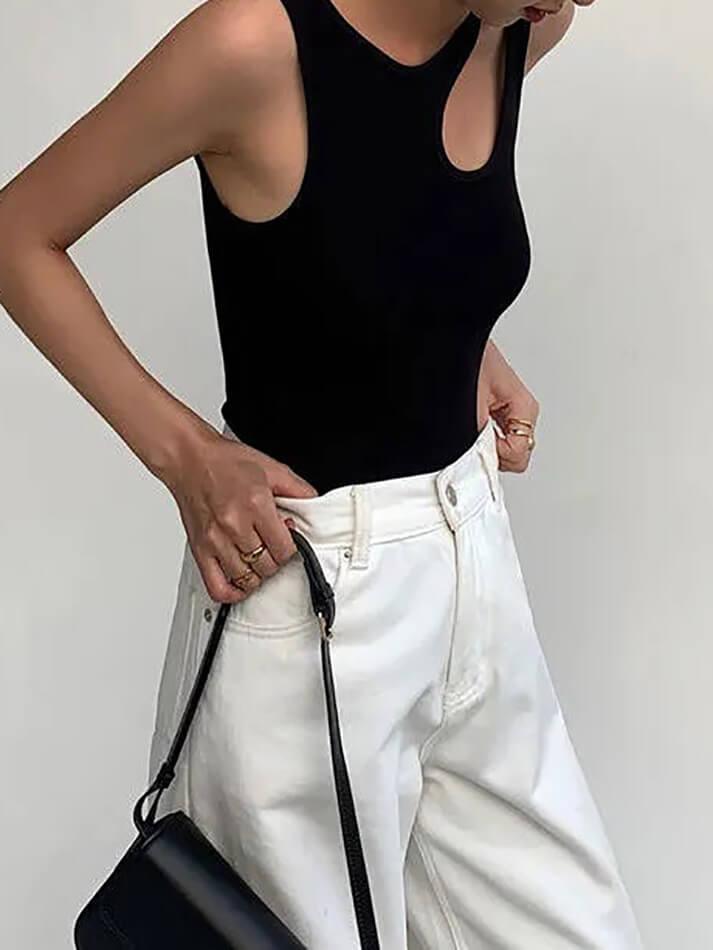 Solid Color Classic Cutout Tank Top