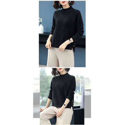 Knit Sweater with Side Buttons for Women - Romana