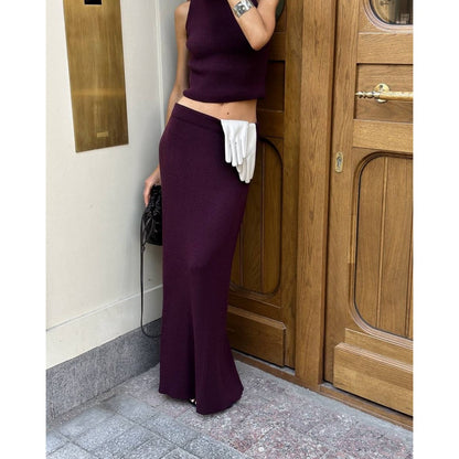 Ribbed Knit Set with High Neck for Women - Ester