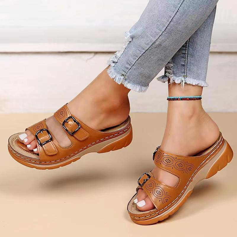 Women's Casual Wedge Sandals | With Adjustable Buckles