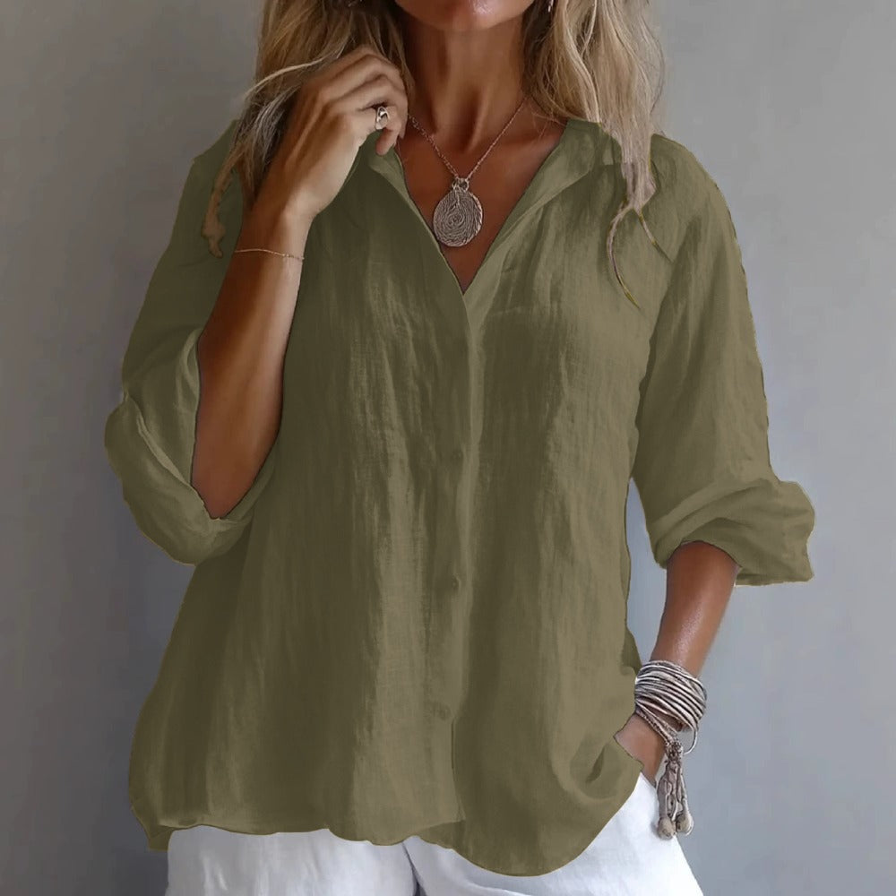 Button Down Long Sleeve Shirt for Women - Nella