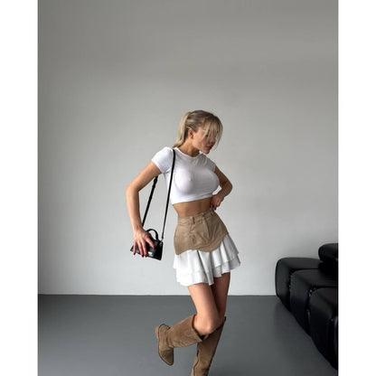 High-Waisted Mini Skirt with Button Detail for Women - Clotilde