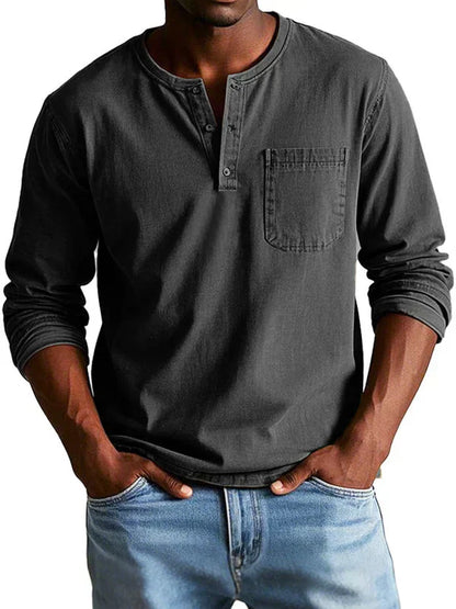 Men's Long Sleeve Henley T-Shirt | Casual