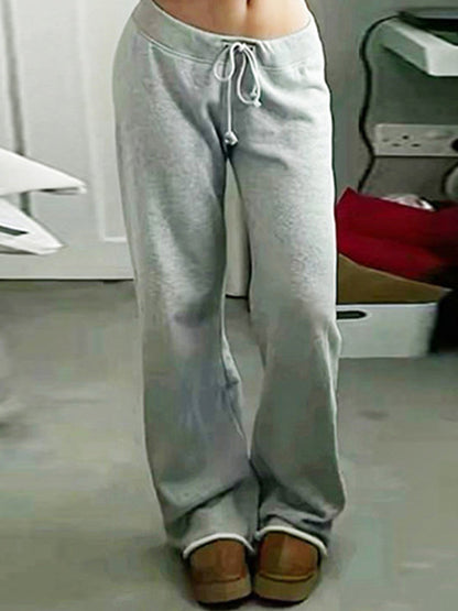 Solid Color 2000s Lace Up Sweatpants