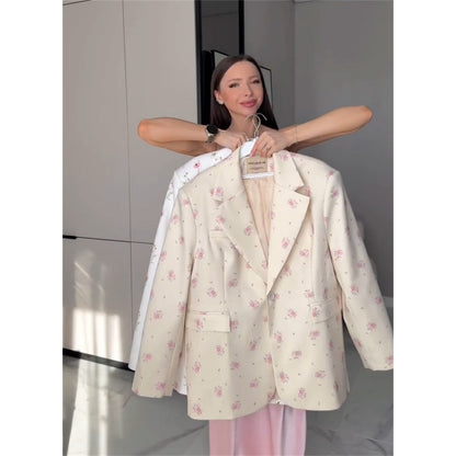 Floral Print Belted Blazer Jacket for Women - Giusy