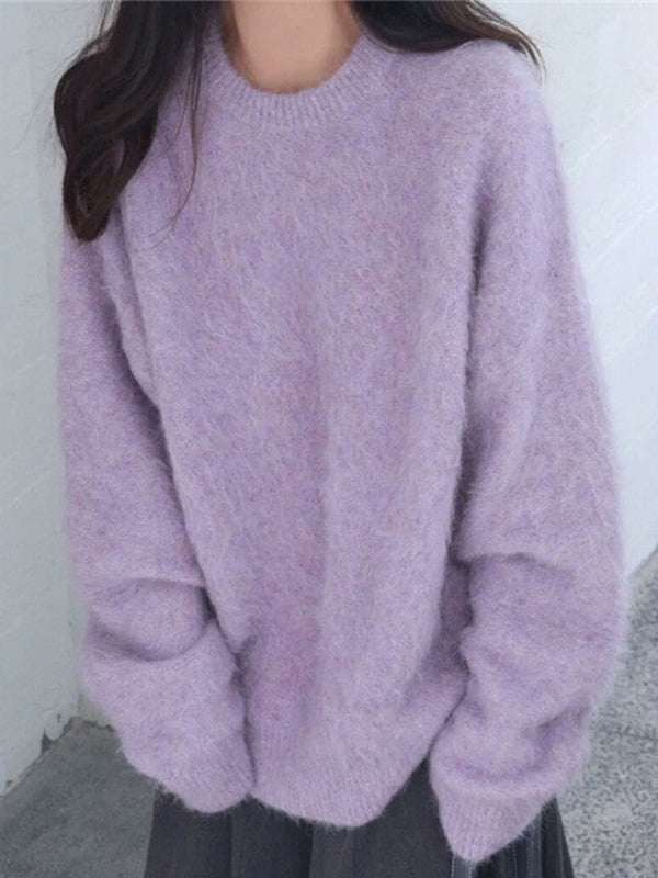 Classic Fuzzy Solid Pullover Sweater