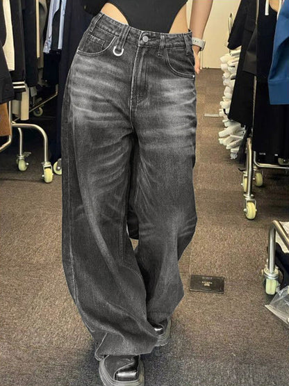 Jeans de novio holgado de efecto de hip hop oscuro