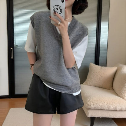 Knit V-Neck Sweater Vest for Women - Rachele