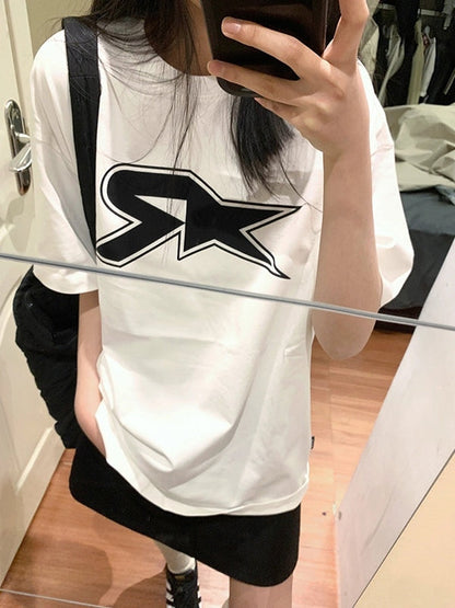 White Street Oversized Star Print Short Sleeve Tee