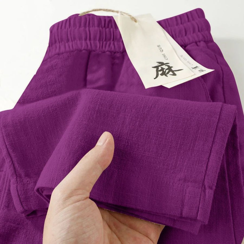 Linen Elastic Waist Pants for Women - Ylenia