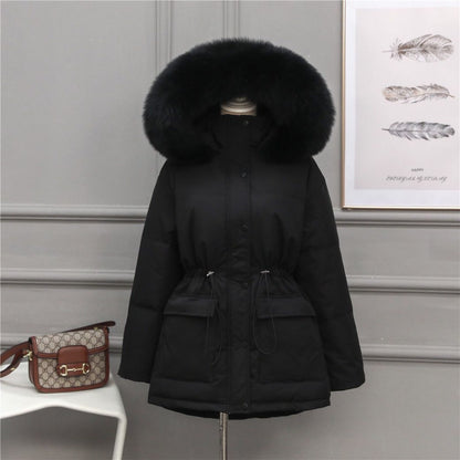 Puffer Jacket with Fur Hood for Women - Loredana