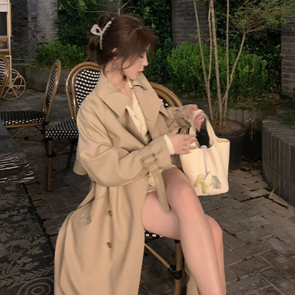 Double Breasted Trench Coat with Belt for Women - Iride