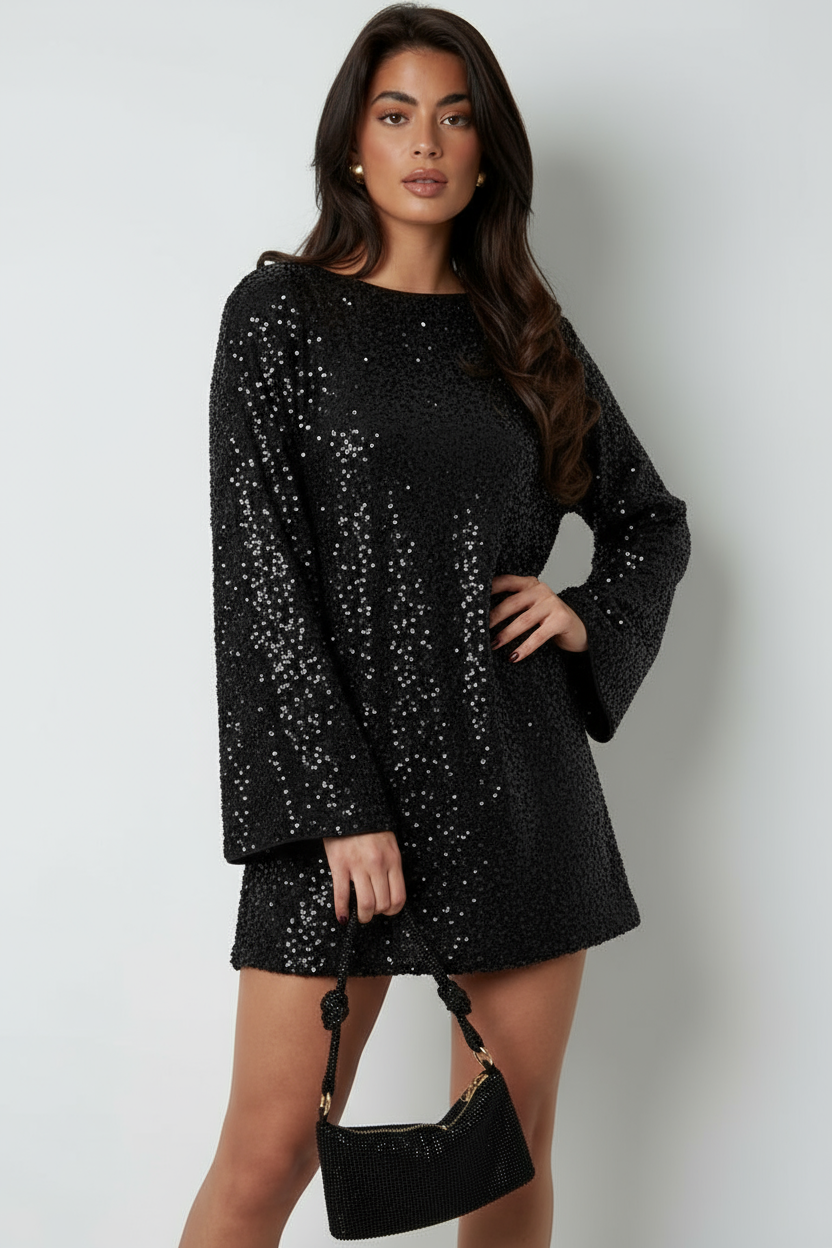 Women's Long Sleeve Wedding Guest Dress with Bow Details | Mini