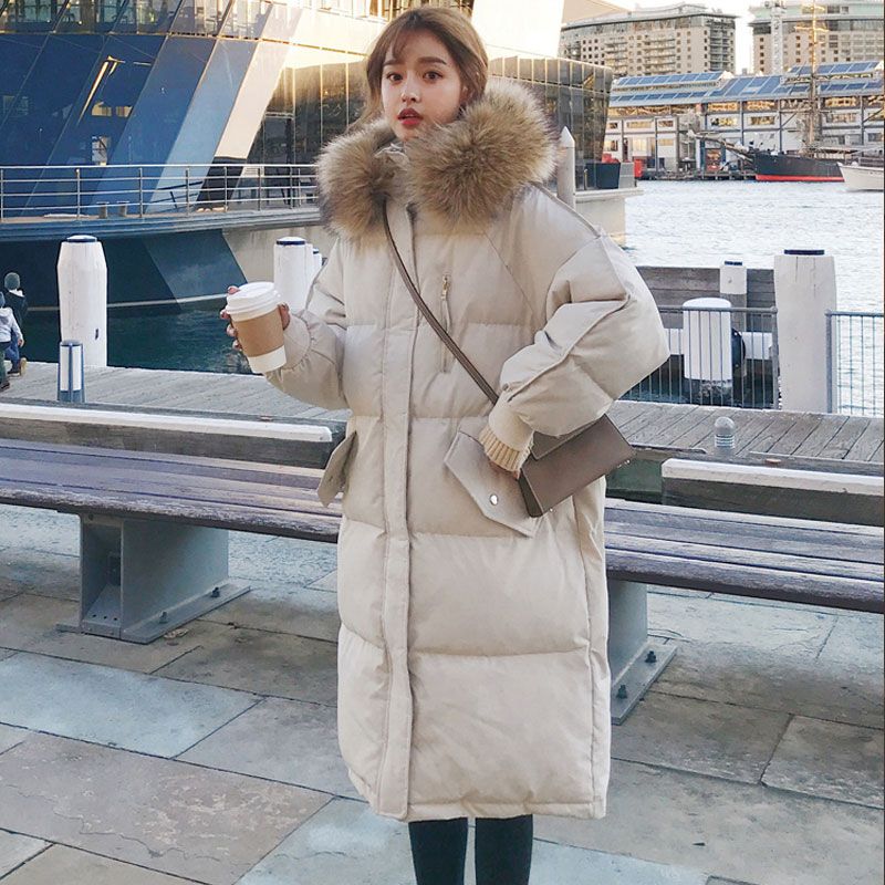 Long Puffer Coat with Fur Hood for Women - Diana