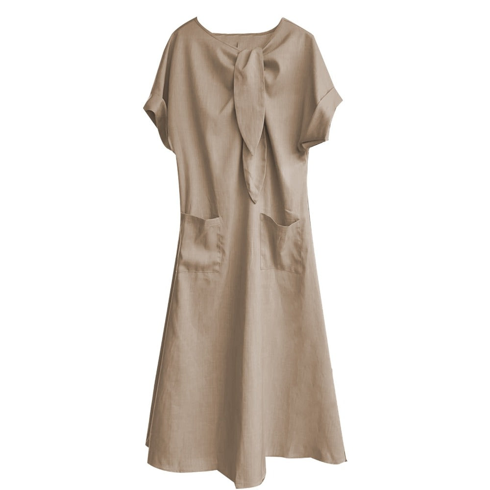 Maxi Dress with Bow and Pockets for Women - Maddalena