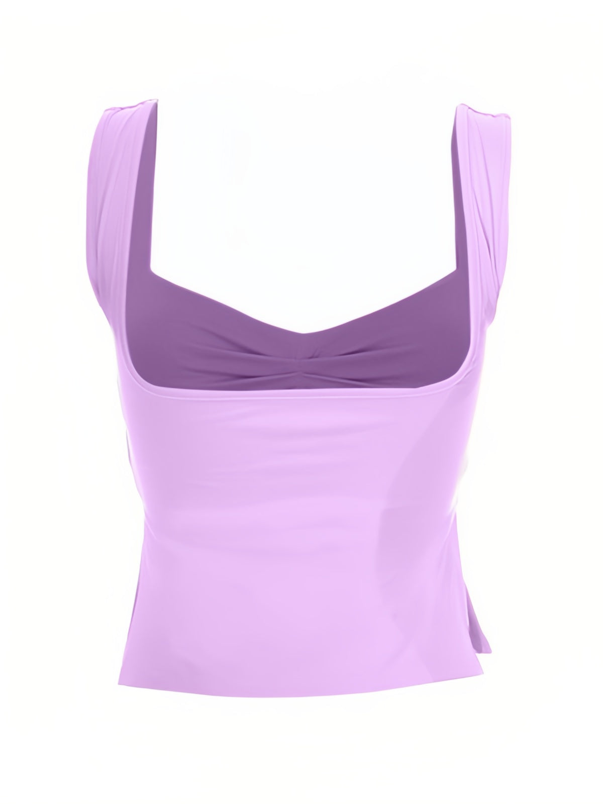 Macaron Colored Pleated Sleeveless Crop Tank Top with Side Slits