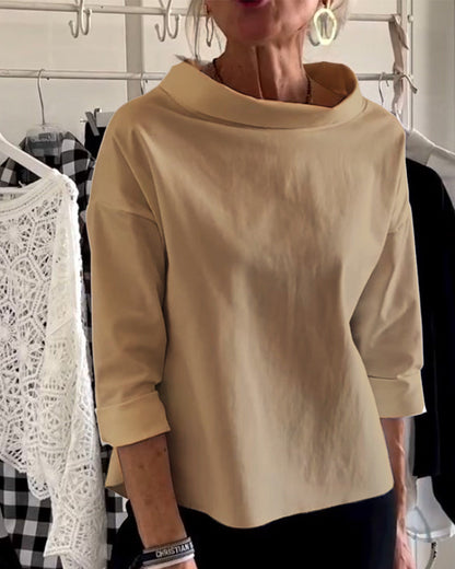 Women's Casual Waterfall Neck Blouse | with 3/4 Sleeves