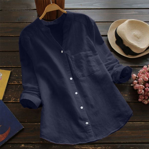 Women's Summer Button-Down Linen Blouse | with Breast Pocket