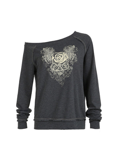 Vintage Gray Niche Design Rose Sweatshirts