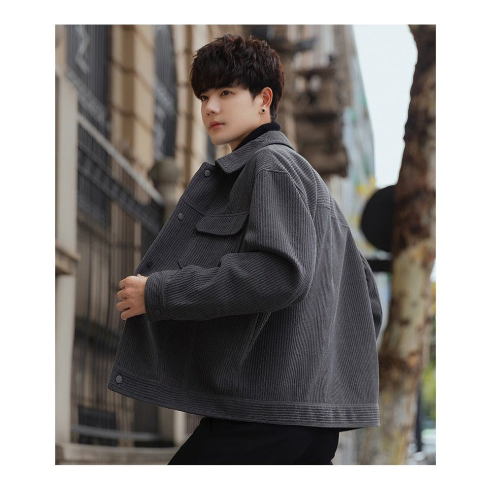 Corduroy Fleece Shirt Jacket with Pockets for Men - Ludovica