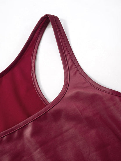 Vintage PU Square Neck Tank Top